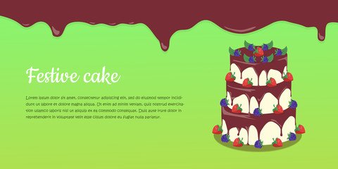 Bon Appetit. Festive Cake Web Banner. Chocolate