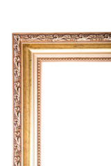 antique wood frame corner isolated on white