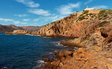 Fototapeta na wymiar Rocky coast of Portman. Spain