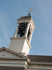 Fototapeta na wymiar Church tower in Historic city of Harderwijk, Gelderland, Holland