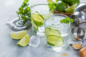 Mojito cocktail and ingredients