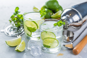 Mojito cocktail and ingredients