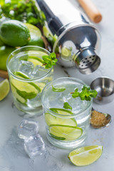 Mojito cocktail and ingredients