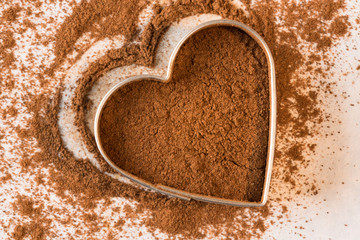 Ground Cinnamon in a Heart Shape