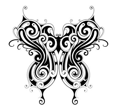 Tribal style butterfly tattoo