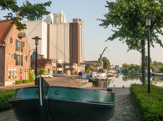 Harbor and industry at Nijkerk, Gelderland, Holland, NLD
