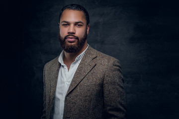 Fototapeta premium Black man in a wool suit.