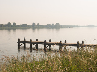 Hazy morning at Veluwe lake at Nijkerk, Gelderland, Holland, NLD