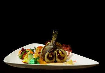 Roasted stuffed fish