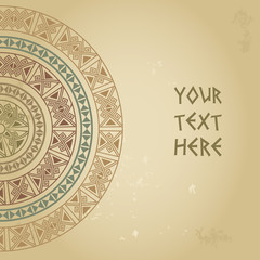 Invitation card with ethnic traditional pastel colors half round pattern on grunge background