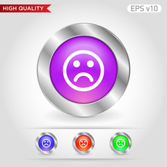 Bad smile icon. Button with bad smile icon. Modern UI vector.