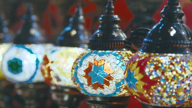 Close-up of flasks hookahs. Hand painted hookah bulb. Hookah, shisha. The traditions of the East - Egypt and the Emirates (UAE). Local Flavor. Oriental patterns and ornaments