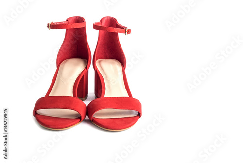 red suede flat sandals