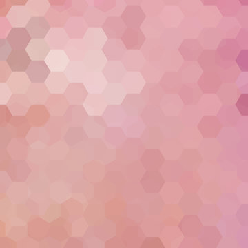 Background made of pastel pink hexagons. Square composition with geometric shapes. Eps 10