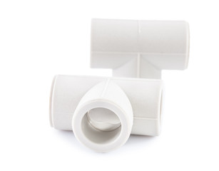 white polyphropylene fittings isolated on white