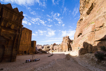 Ancient abandoned rock city of Petra in Jordan tourist attraction