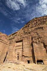 Ancient abandoned rock city of Petra in Jordan tourist attraction