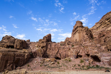 Fototapeta na wymiar Ancient abandoned rock city of Petra in Jordan tourist attraction