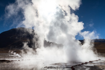 Eruption of geyser at El Tatio