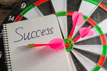 The game of darts. Success symbol.