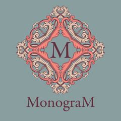 Vintage graceful monogram design template.