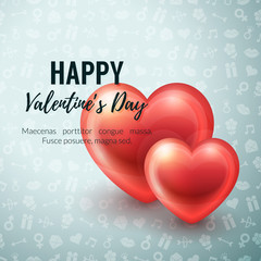 Valentines Day Background with glossy hearts