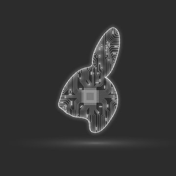 Abstract rabbit. Rabbit as an electronic circuit. Vector illustration.