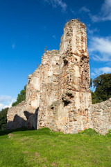 Naklejka premium Old Castle ruins in Europe. Episcopal palace from fourteenth century in Bodzentyn, Poland