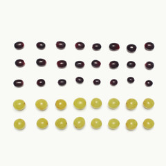 many little grapes fruit green and black color isolated on a whi