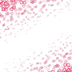 Falling random linear hearts. Background from different red hear