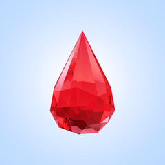 Obraz premium red crystal drop on light blue background