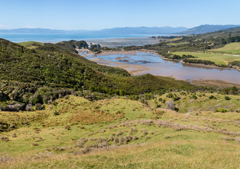 Fototapeta premium Puponga settlement on Golden Bay coast in New Zealand