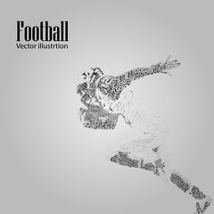 Fototapeta na wymiar silhouette of a football player from particle. Background and text on a separate layer, color can be changed in one click. Rugby. American football