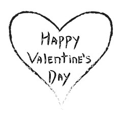 Happy Valentines day in heart, gift card. Hand drawn lettering