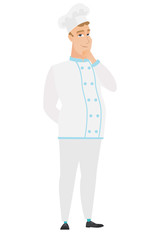 Caucasian chef cook thinking vector illustration