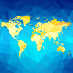 Абстрактная, оригинальная карта мира. Золотой на голубом для вашего дизайна.