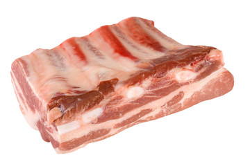 piece of pork ribs isolated on white background