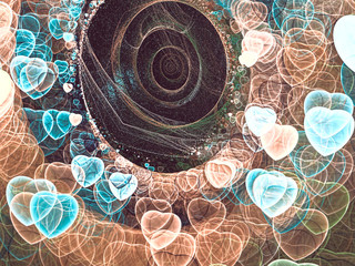 Hearts tunnel - abstract digitally generated image