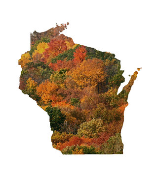 State Of Wisconsin Fall Colors outline Isolated on white