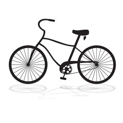 Black bicycle isolated on a white background