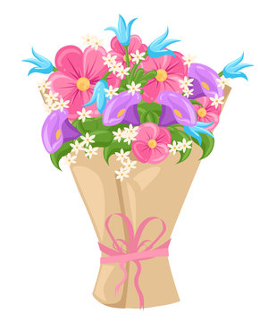 Vector Happy women's day. Beautiful wedding bouquet isolated White background. Vector illustration