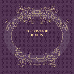 Vector frame with floral ornament on violet background.