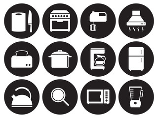 Kitchen equipment icons set