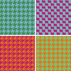 Pixel Houndstooth Patterns in Retro Brights