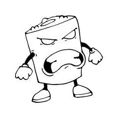 Sushi in cartoon style. Evil. Sketch. Vector isolated image.