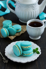 French pastry makaron. Selective focus.