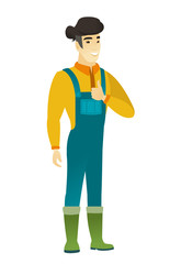 Farmer giving thumb up vector illustration.