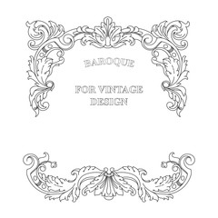 Vector frame with floral ornament on white background.
