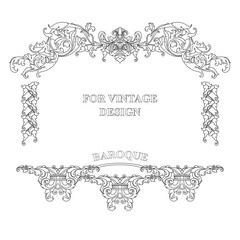 Vector frame with floral ornament on white background.