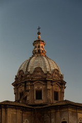 Fototapeta na wymiar Church dome catching last light of day